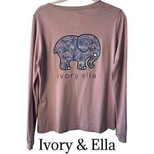 Ivory Ella lavender Elephant‎ Long sleeve Top - Medium
